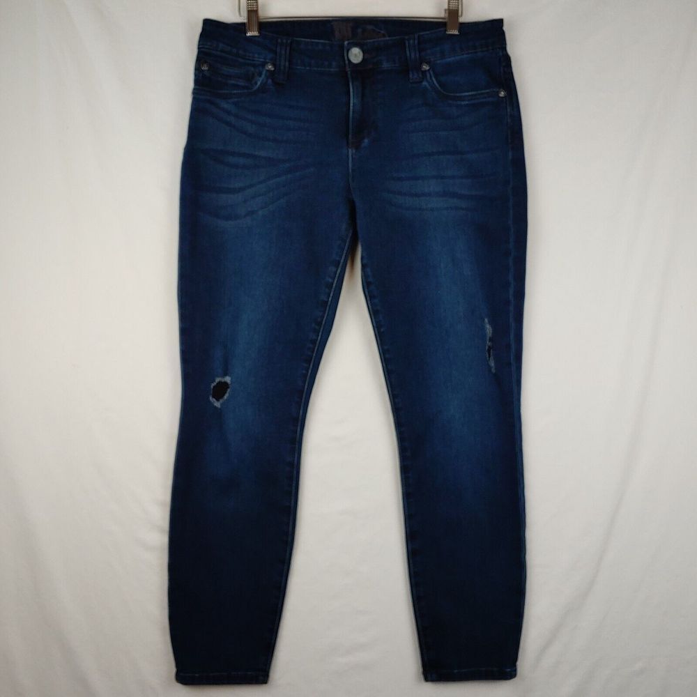 Kut From The Kloth Jeans Womens 33x26 (Tagged 8) Blue Skinny‎ Distressed Denim